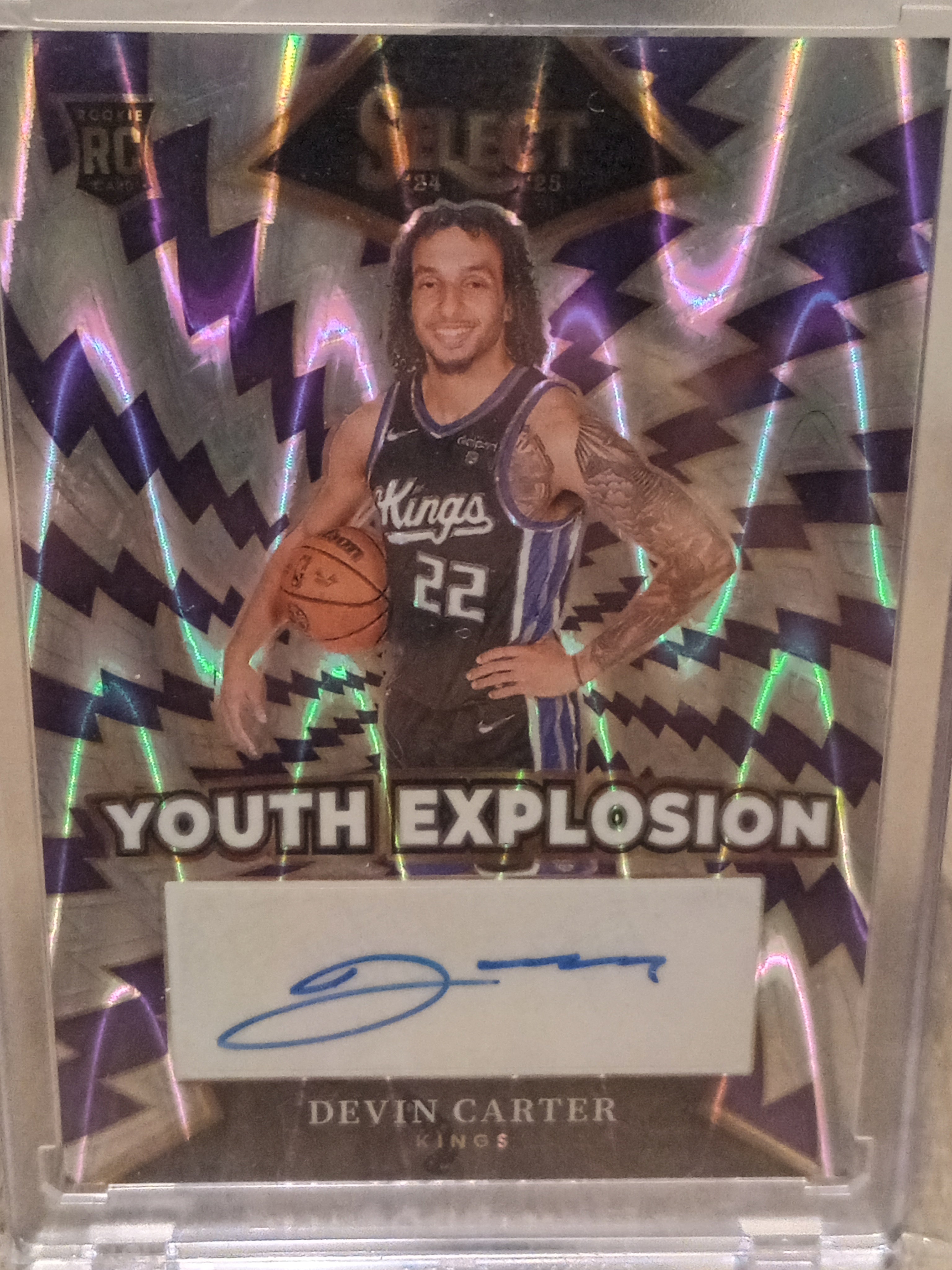 Devin Carter (RC) • Youth Explosion Tectonic Prizm Autograph Serial#03/15 • 2024-25 Panini Select Basketball