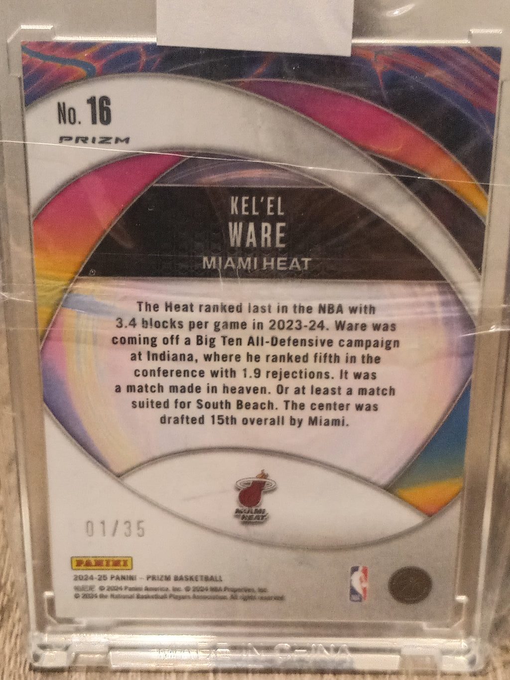 Kel'el Ware (RC) • Instant Impact Purple Pulsar Prizm Serial#01/35 (First Print) • 2024-25 Panini Prizm Basketball