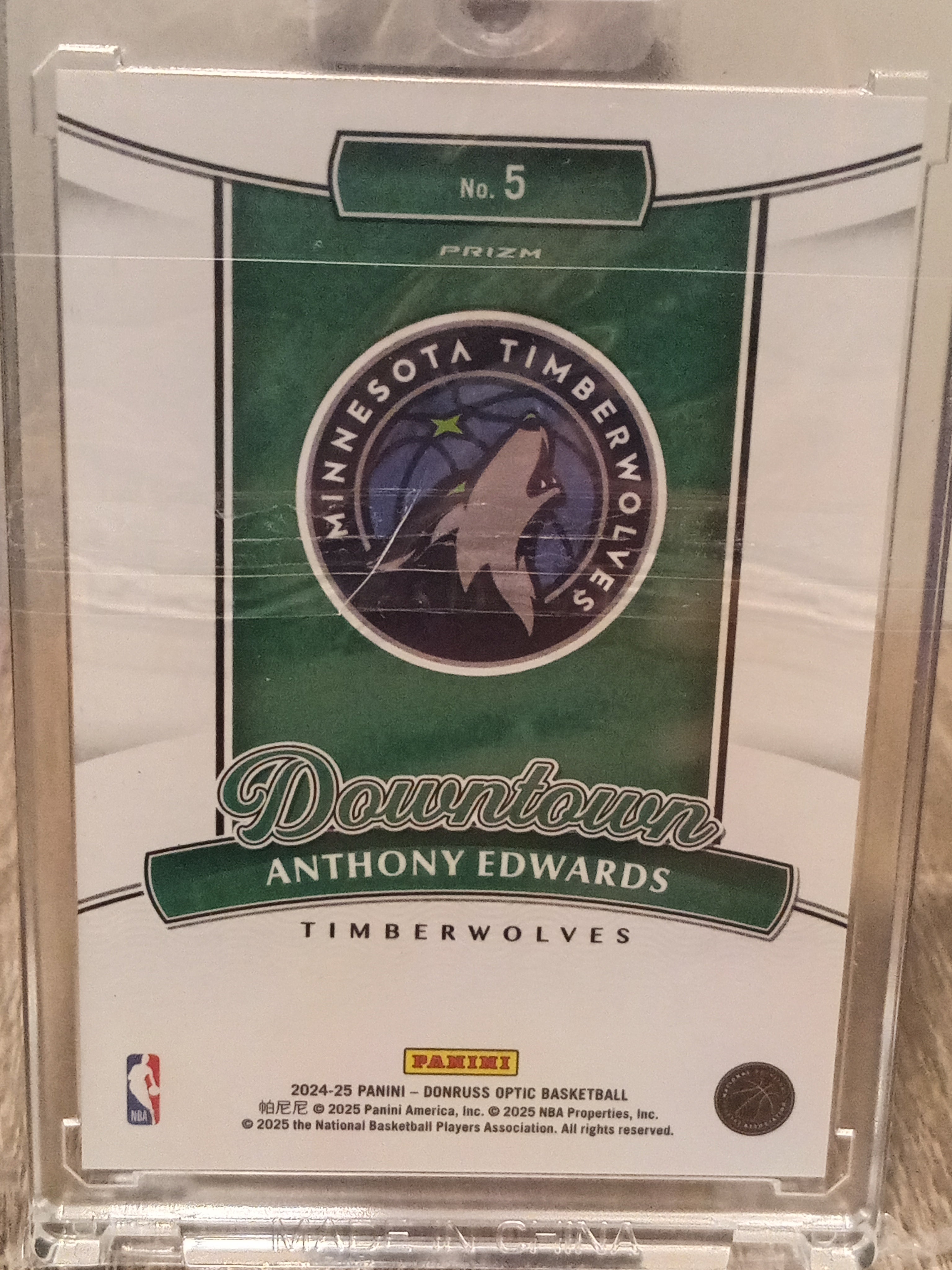 Anthony Edwards • Downtown Purple Lazer Prizm • 2024-25 Donruss Optic Basketball