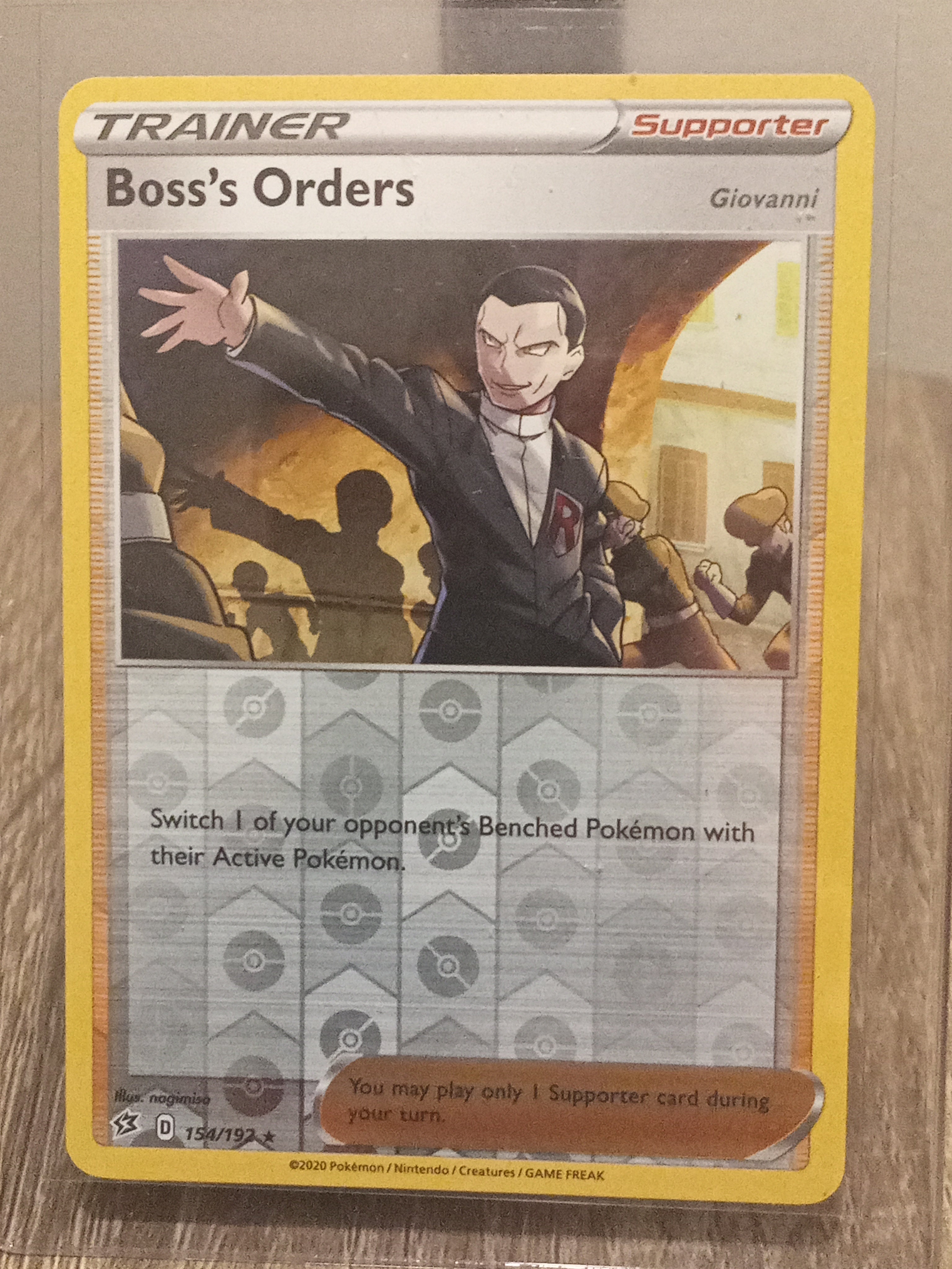 Trainer: Boss's Orders 154 • Reverse Holo Rare • SWSH: Rebel Clash
